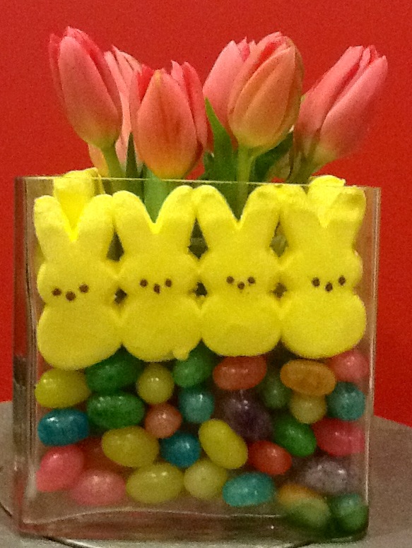 DIY Easter centerpiece peeps jellybeans