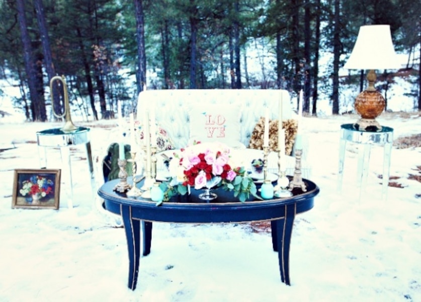 red hearts snowy new mexico wedding inspiration