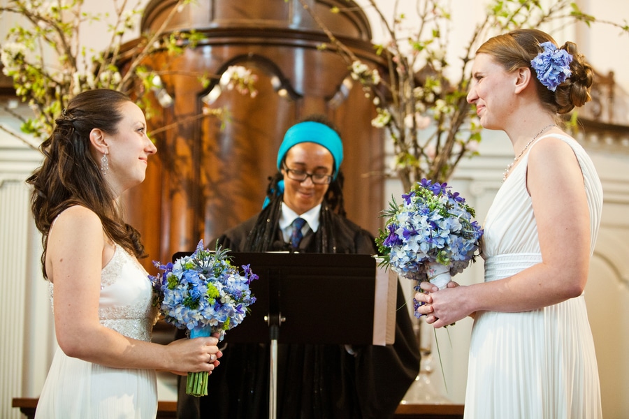 same sex washington dc wedding all souls unitarian blue green
