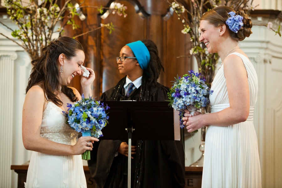 same sex washington dc wedding all souls unitarian blue green