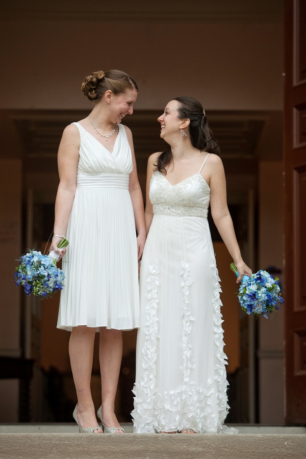 same sex washington dc wedding all souls unitarian blue green