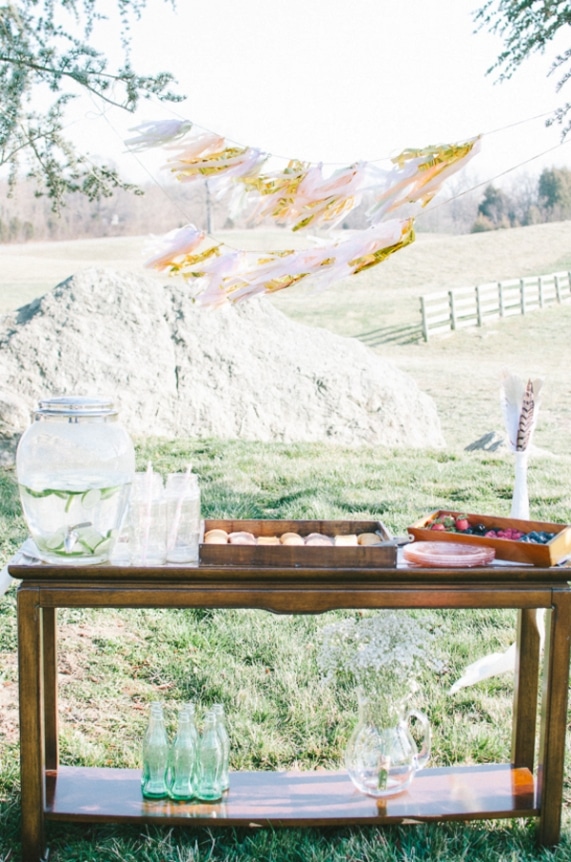 bohemian bride wedding inspired styled shoot pictures gold DIY tassle garland whimsical