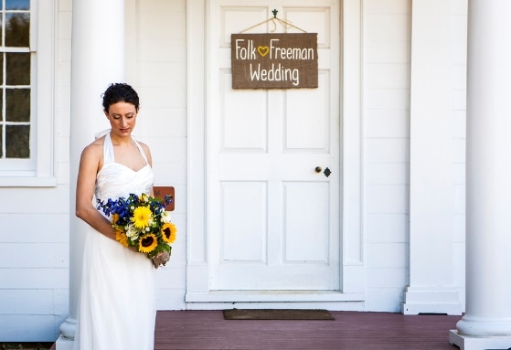 DIY yellow sunflowers offbeat outdoors maryland farm wedding