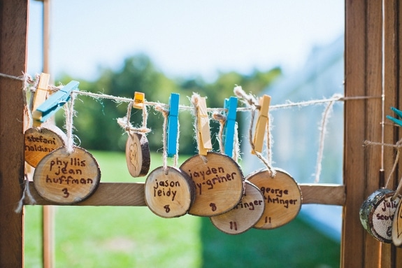 DIY virginia wedding wood escort cards