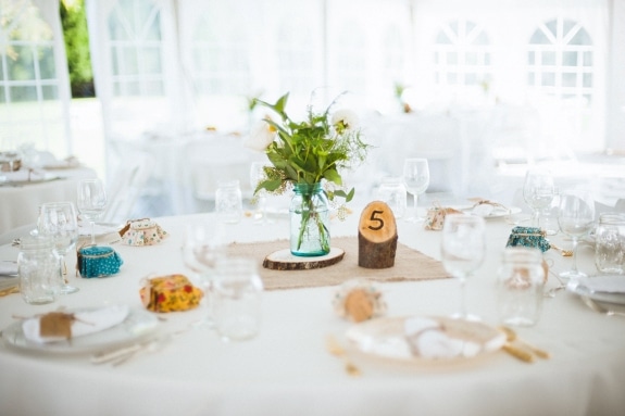 DIY virginia wedding wood centerpieces