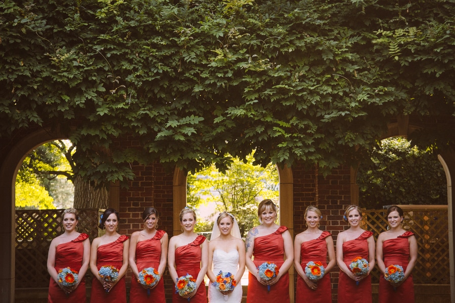 orange bridesmaids dresses