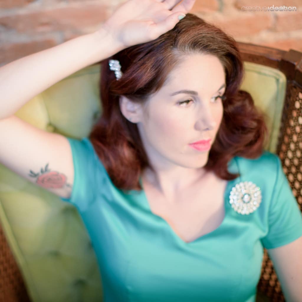 vintage bridesmaid dress hair makeup (24)