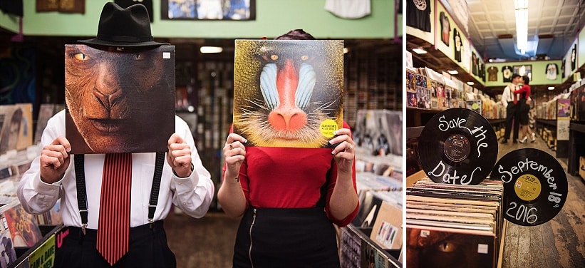 pin up 1950s inspired maryland record store engagement pictures (8)